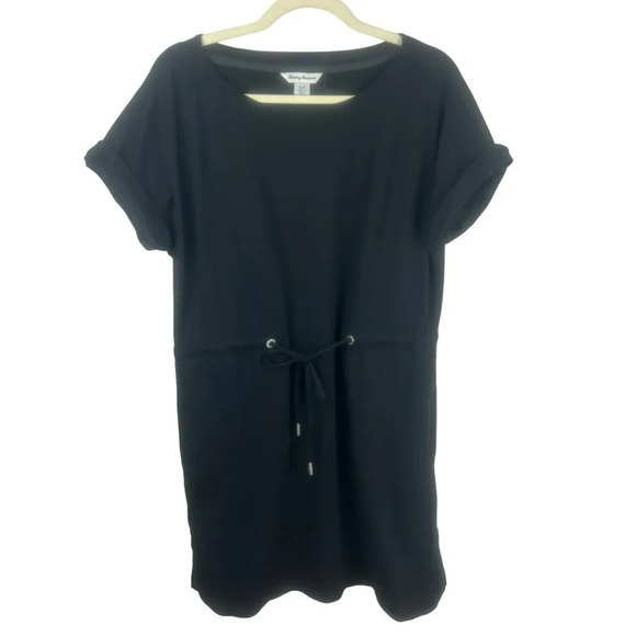 Tommy Bahama Dress Women Small Black Stretch Knit Drawstring Waist Short Length - Picture 1 of 5